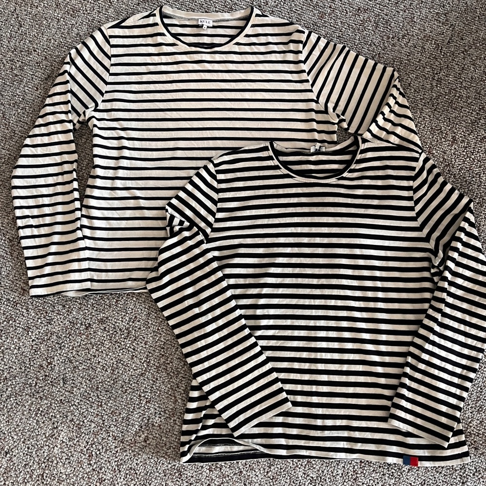 KULE Black and White Striped Long Sleeve Tee Bundle (2)